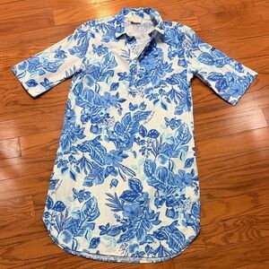 Lilly Pulitzer X Saint James Blue and White Floral shirt dress